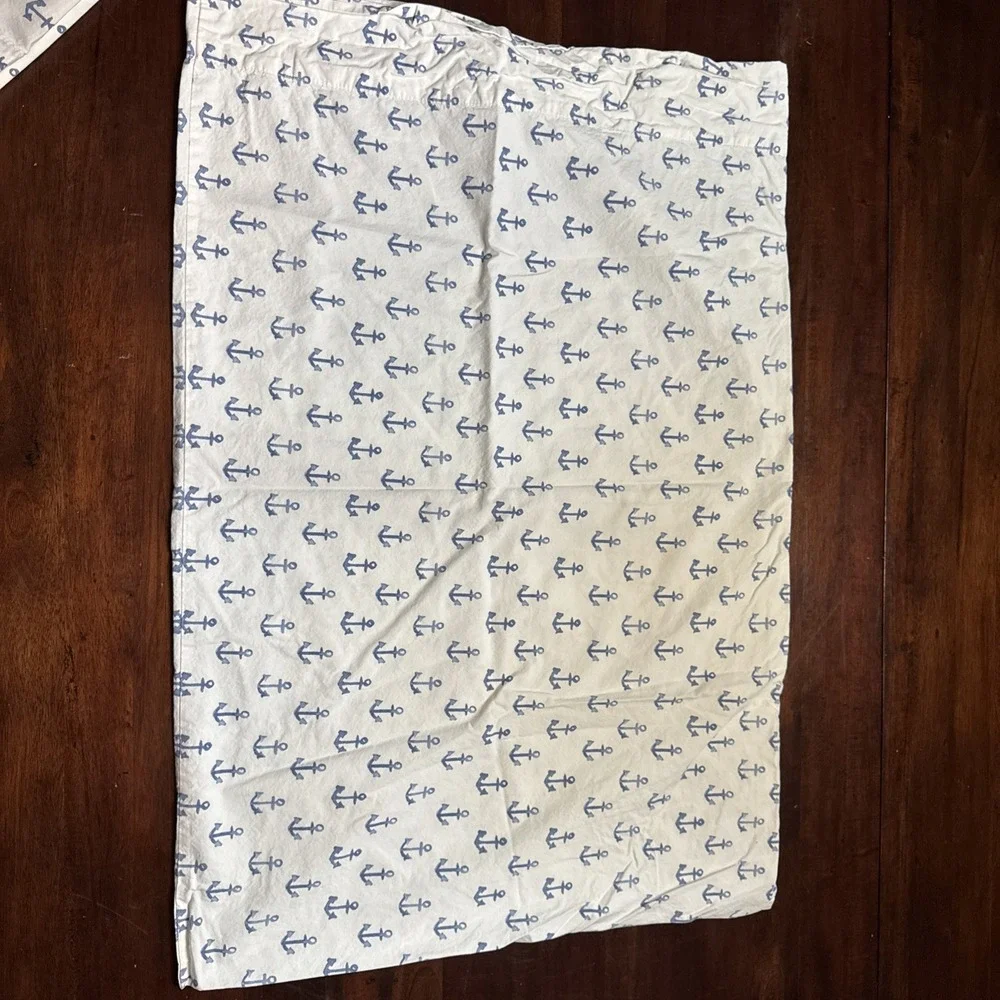 Pottery Barn Anchor STANDARD Size Pillowcase Set 2 Teen Kids Nautical Coastal